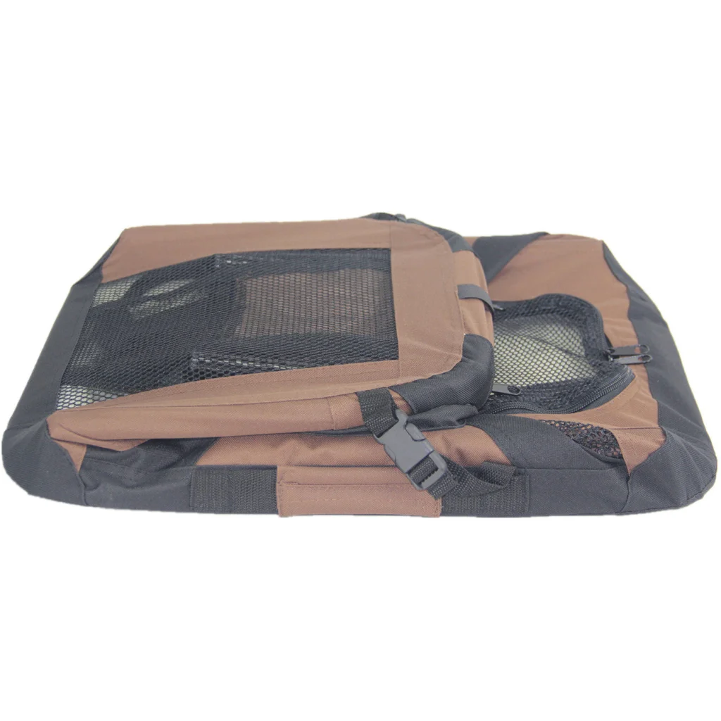 Portable Foldable Soft Dog Cat Puppy Crate Cage - Brown