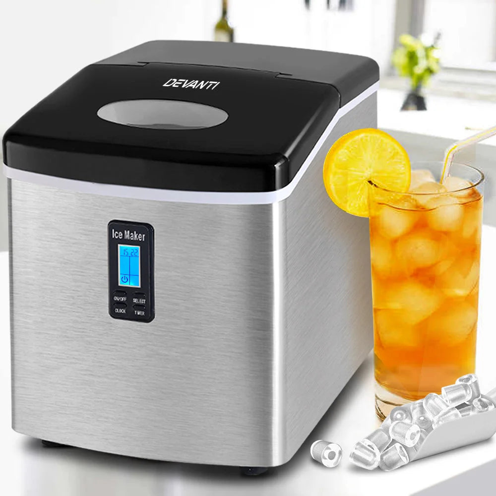 Portable Ice Cube Maker 3.2L Stainless Steel - Appliances