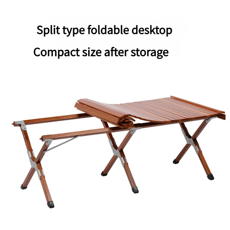 Portable Solid Wood Folding Camping Table - Sapele Roll-Up