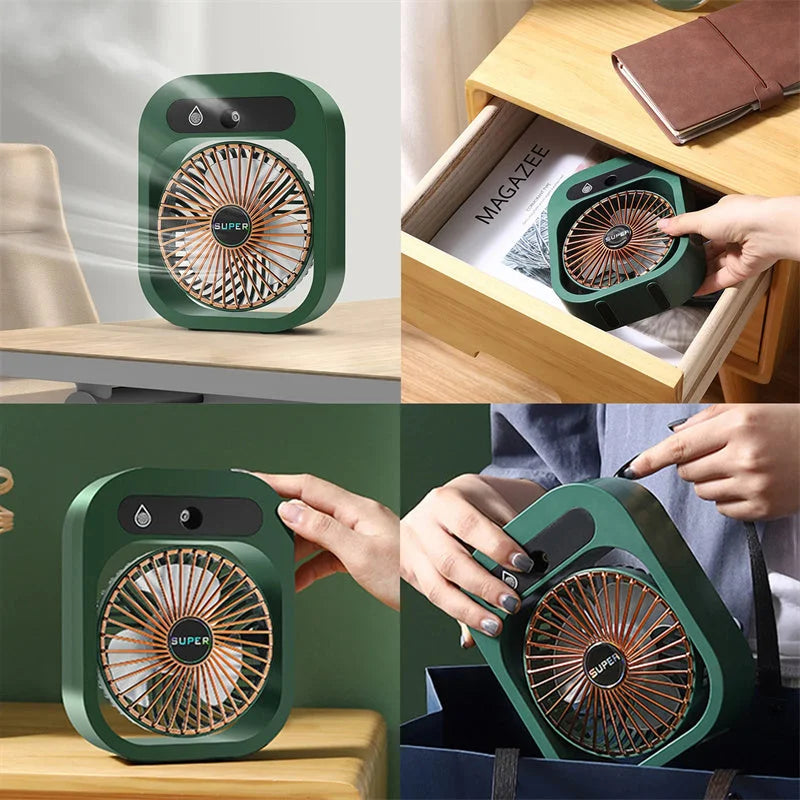 Portable USB Rechargeable Misting Fan - Compact Personal