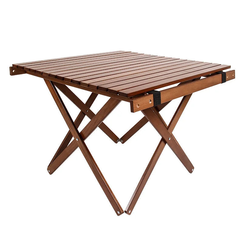 Portable Wooden Folding Table - Compact Outdoor Camping &