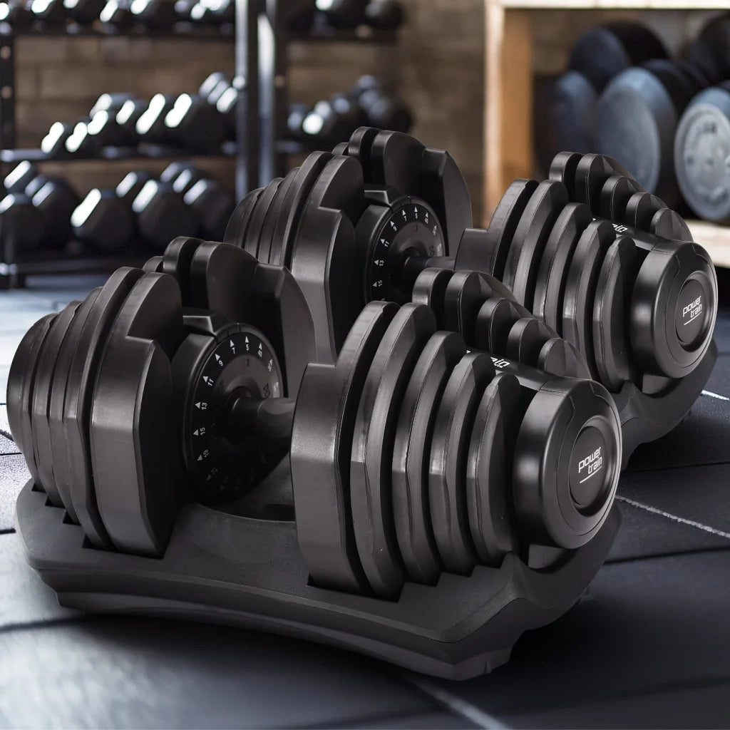Powertrain 2 x 40kg Powertrain Adjustable Dumbbells Home