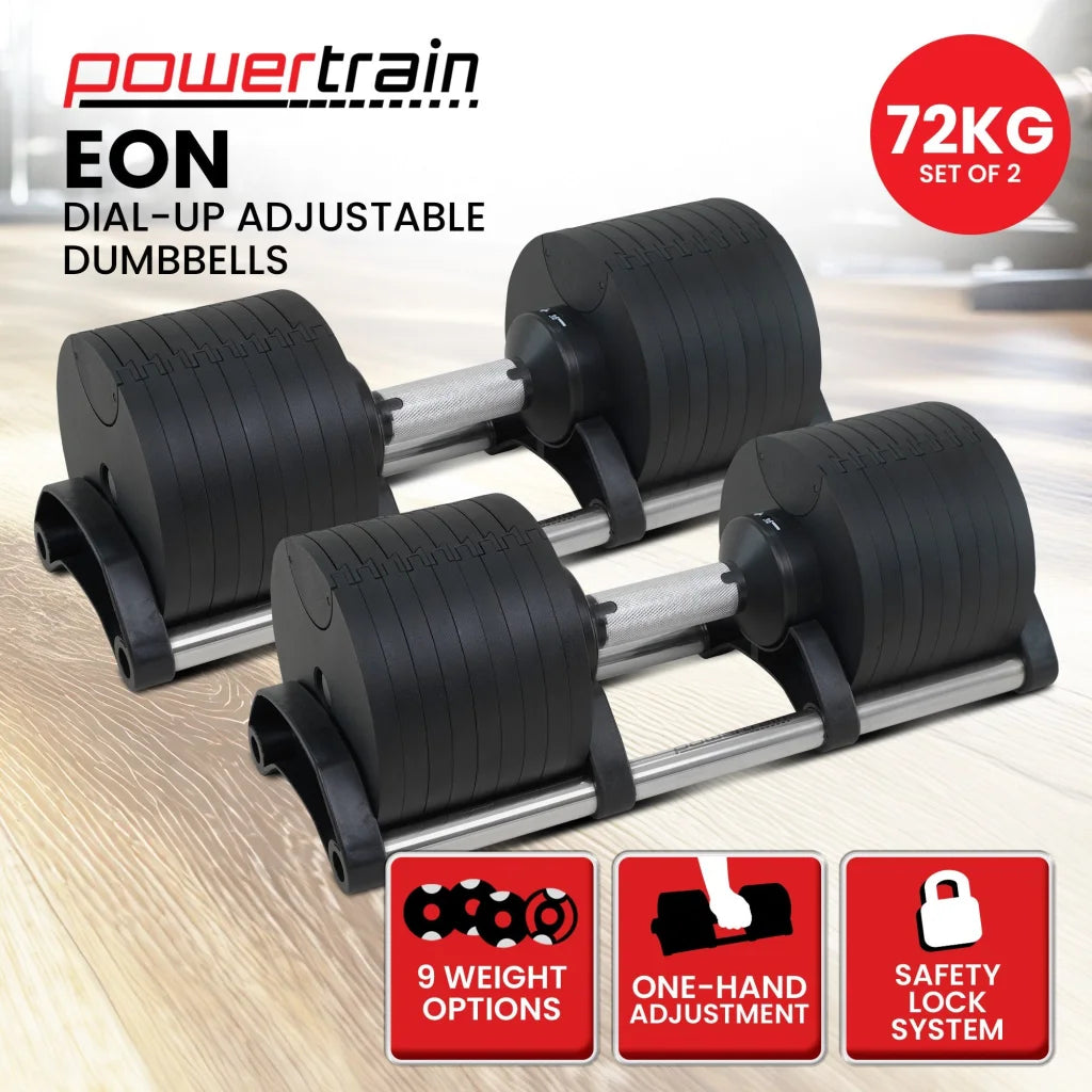 Powertrain Eon 2 x 36kg Dial-Up Adjustable Dumbbell Home
