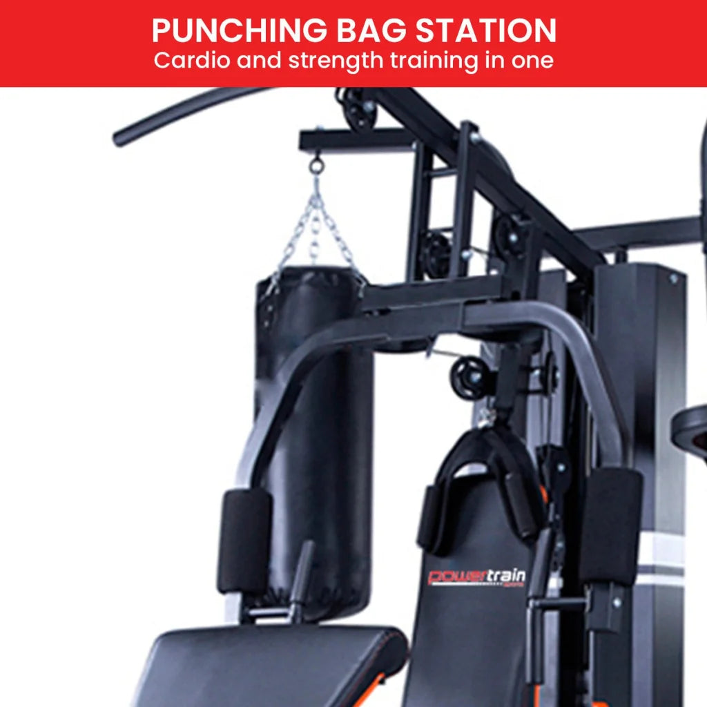 Powertrain Multi Station Home Gym 150lbs Weights Punching
