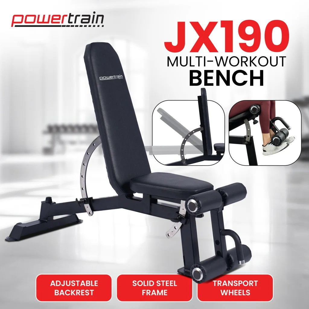Powertrain Multi Workout Bench with Transport Wheels