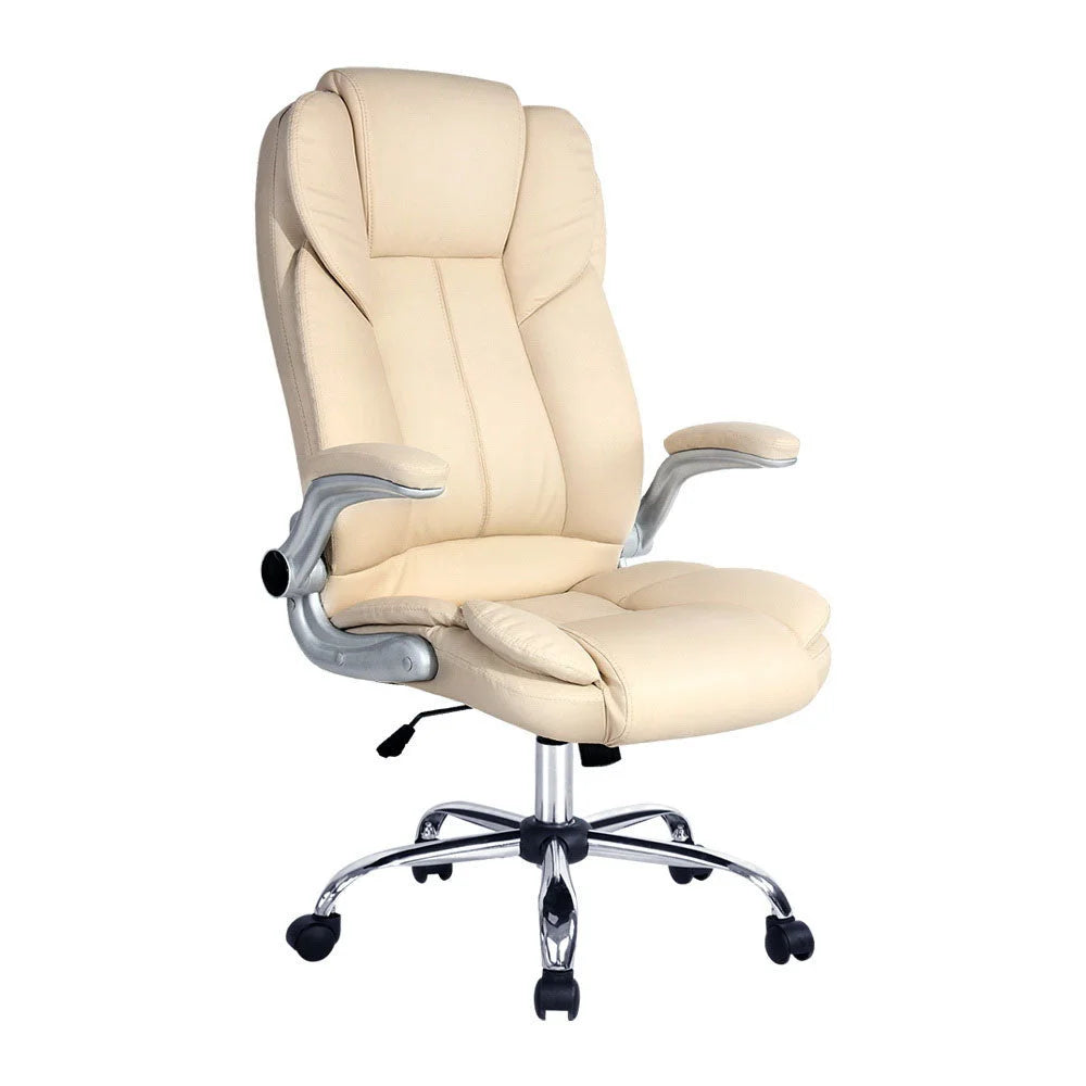 PU Leather Executive Office Desk Chair - Beige - Office