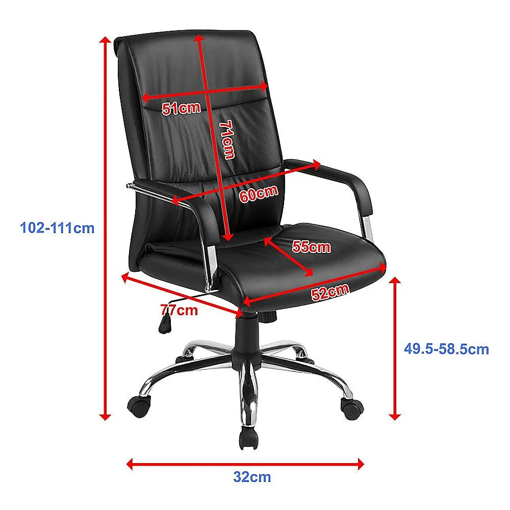 PU Leather Office Chair Executive Padded - Black - Office