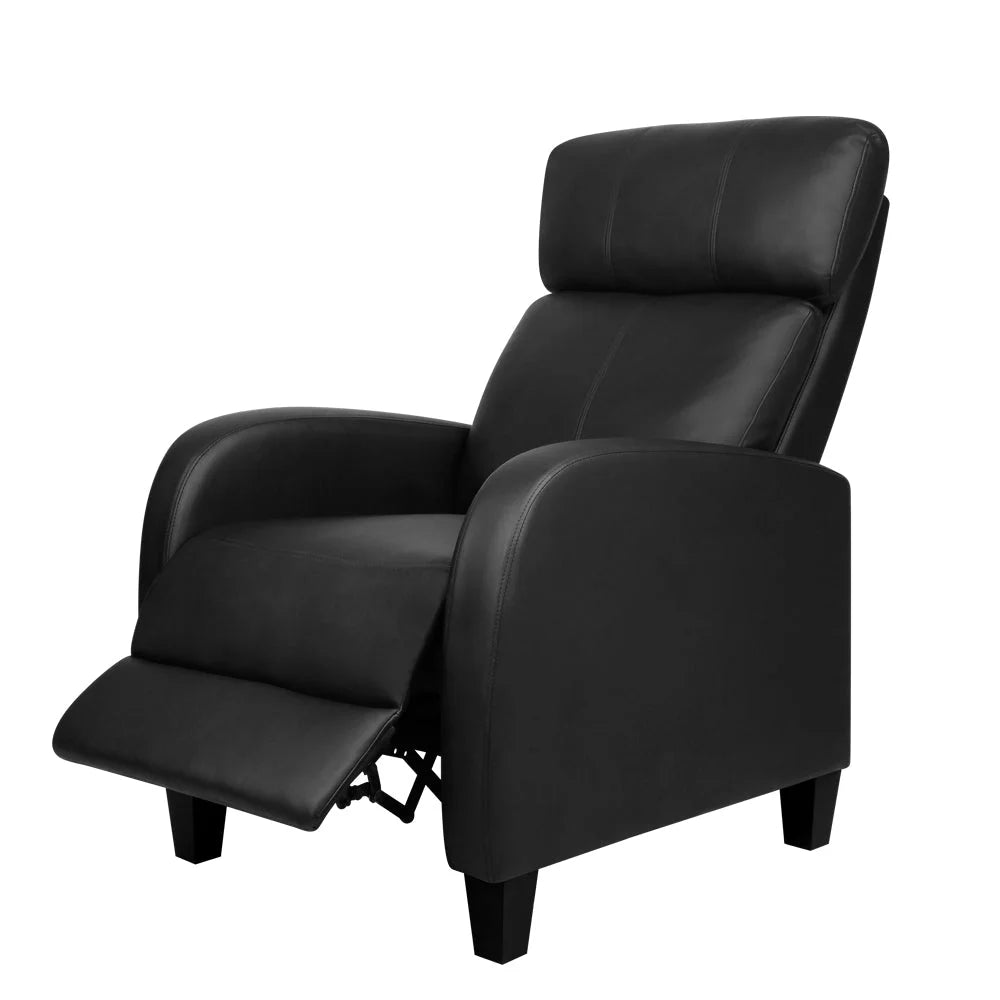 PU Leather Reclining Armchair - Black - Living Room