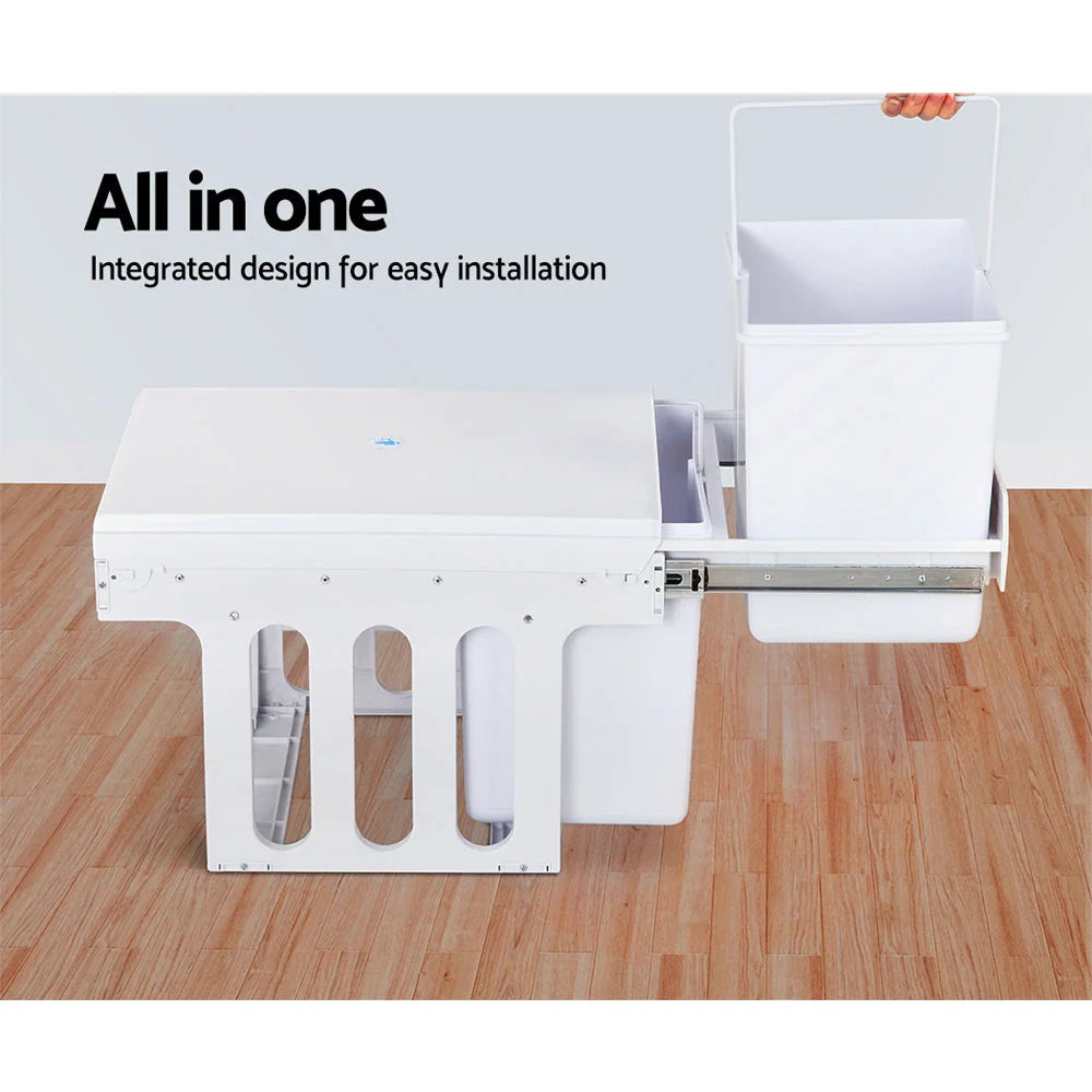 Pull Out Bin Set of 2 15L - White - Outdoor