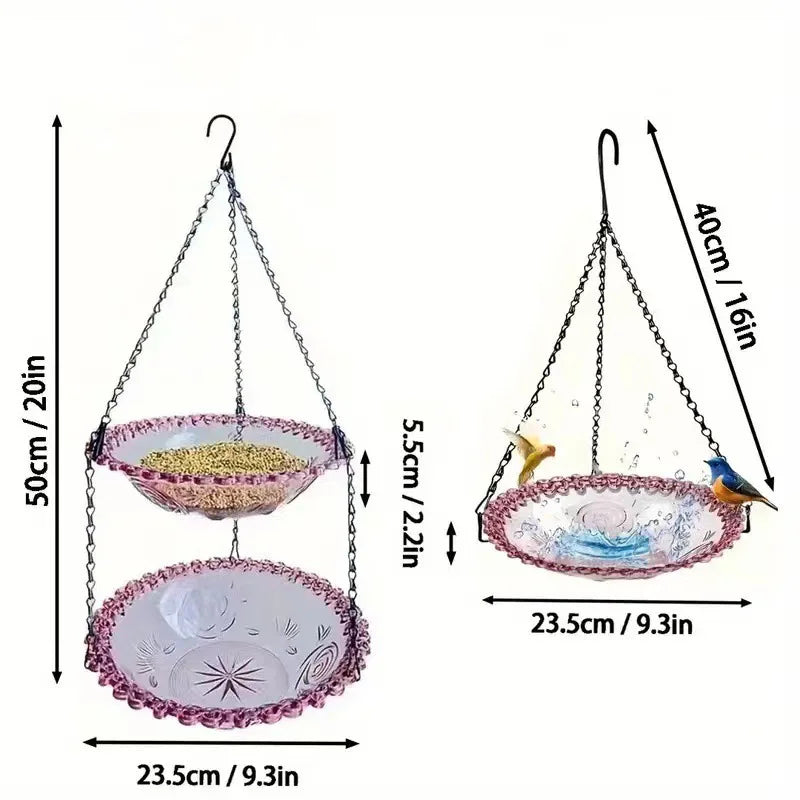Purple Easy Clean Hanging Bird Feeder - Double Layer