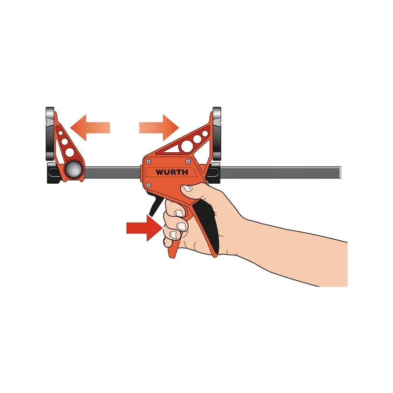 Quick-Grip Bar Clamp Wurth 300mm One-Handed F Clamp Trigger