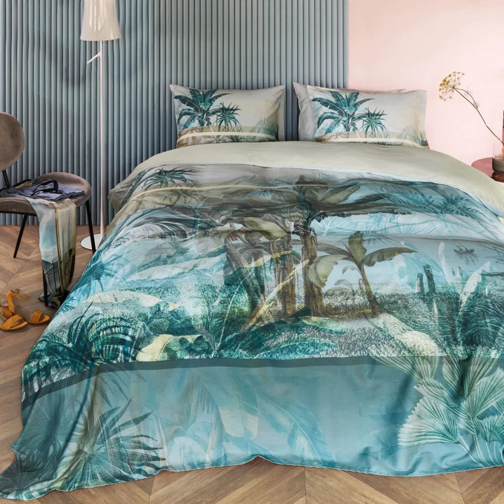 Quilt Cover Set Bedding House Canopy Blue Green Cotton