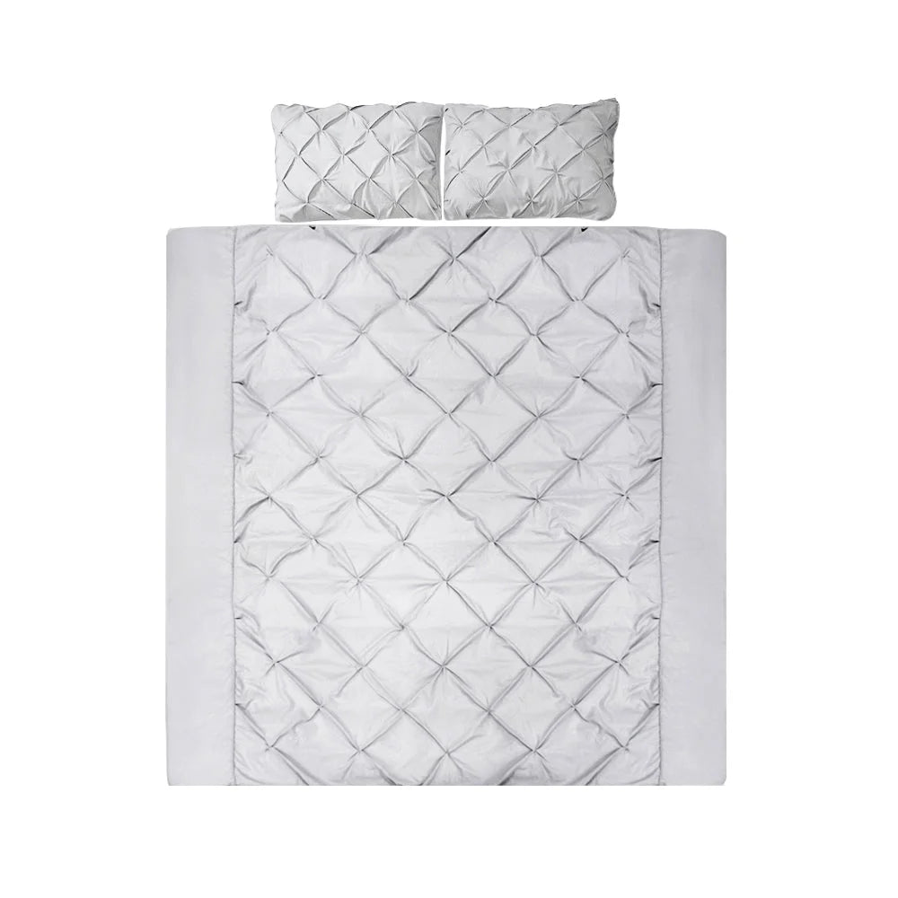 Grey quilt cover set with cotton king bed pinch