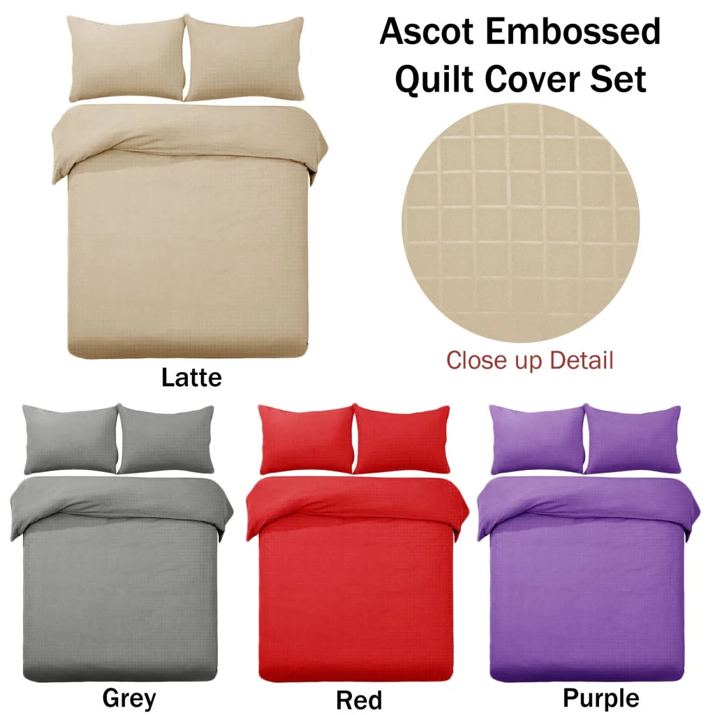 Quilt Cover Set Designer Selection Ascot Embossed Latte