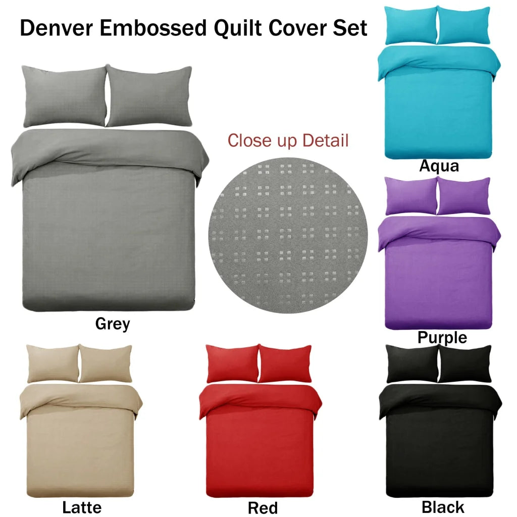 Quilt Cover Set Designer Selection Denver Embossed Grey