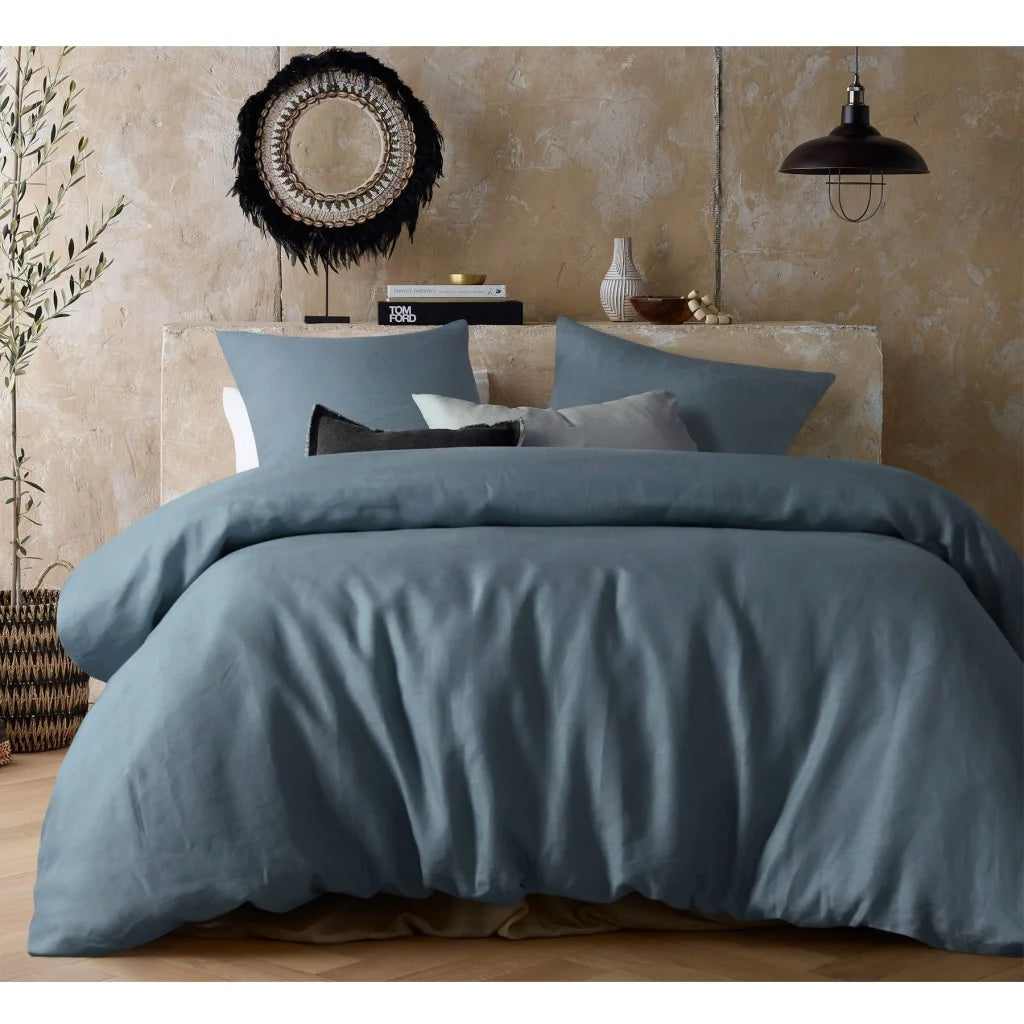 Quilt Cover Set Vintage Design Homewares Eucalyptus Hemp