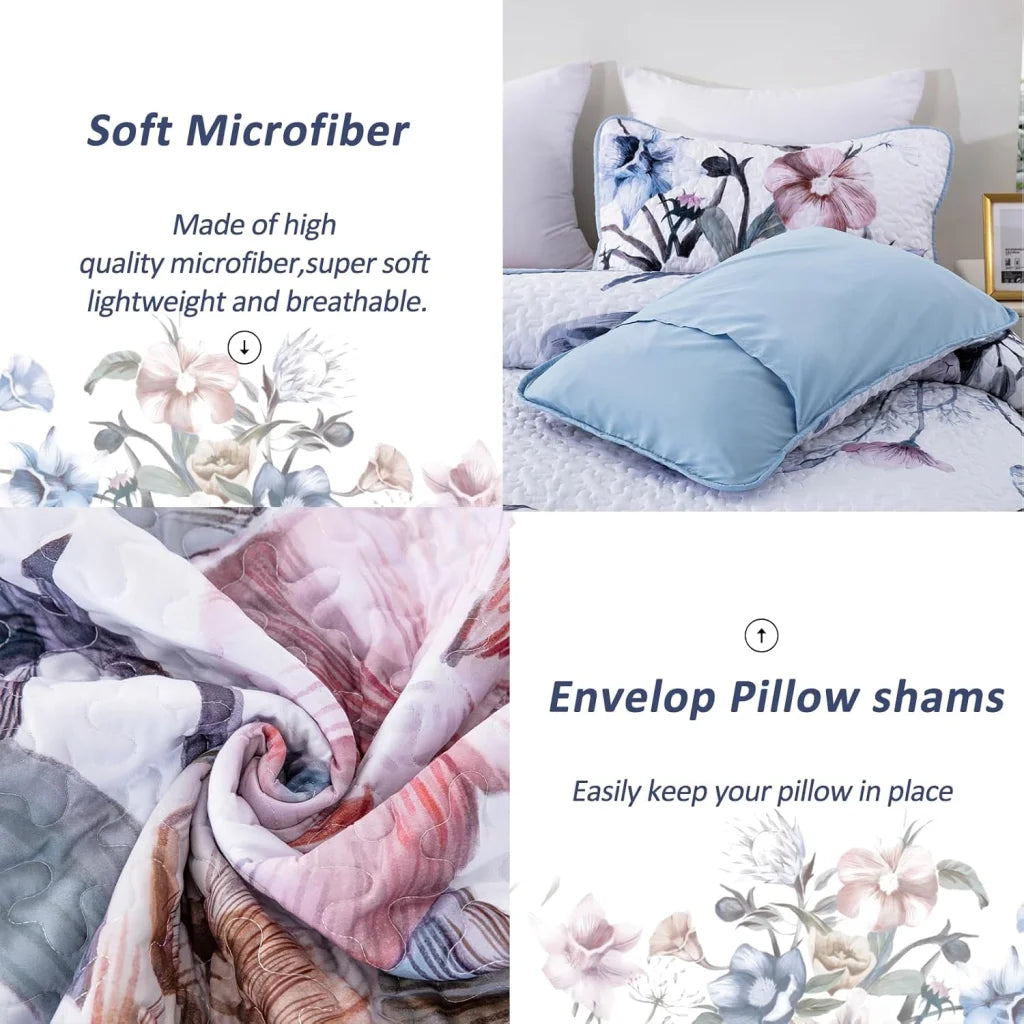 Quilted Bedspread & Pillowcases Set - Venerable Classic &