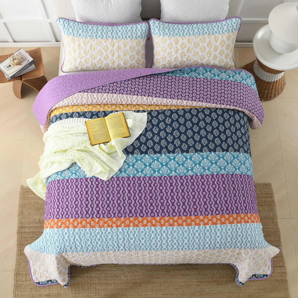 Quilted Coverlet & Pillowcases Set - Quirky Add Personality