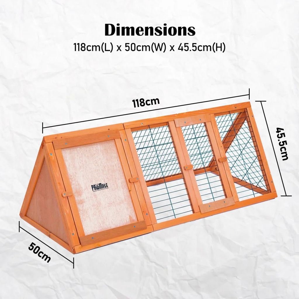Rabbit Hutch Chicken Coop Triangle Cage Run 118 x 50 x 45cm