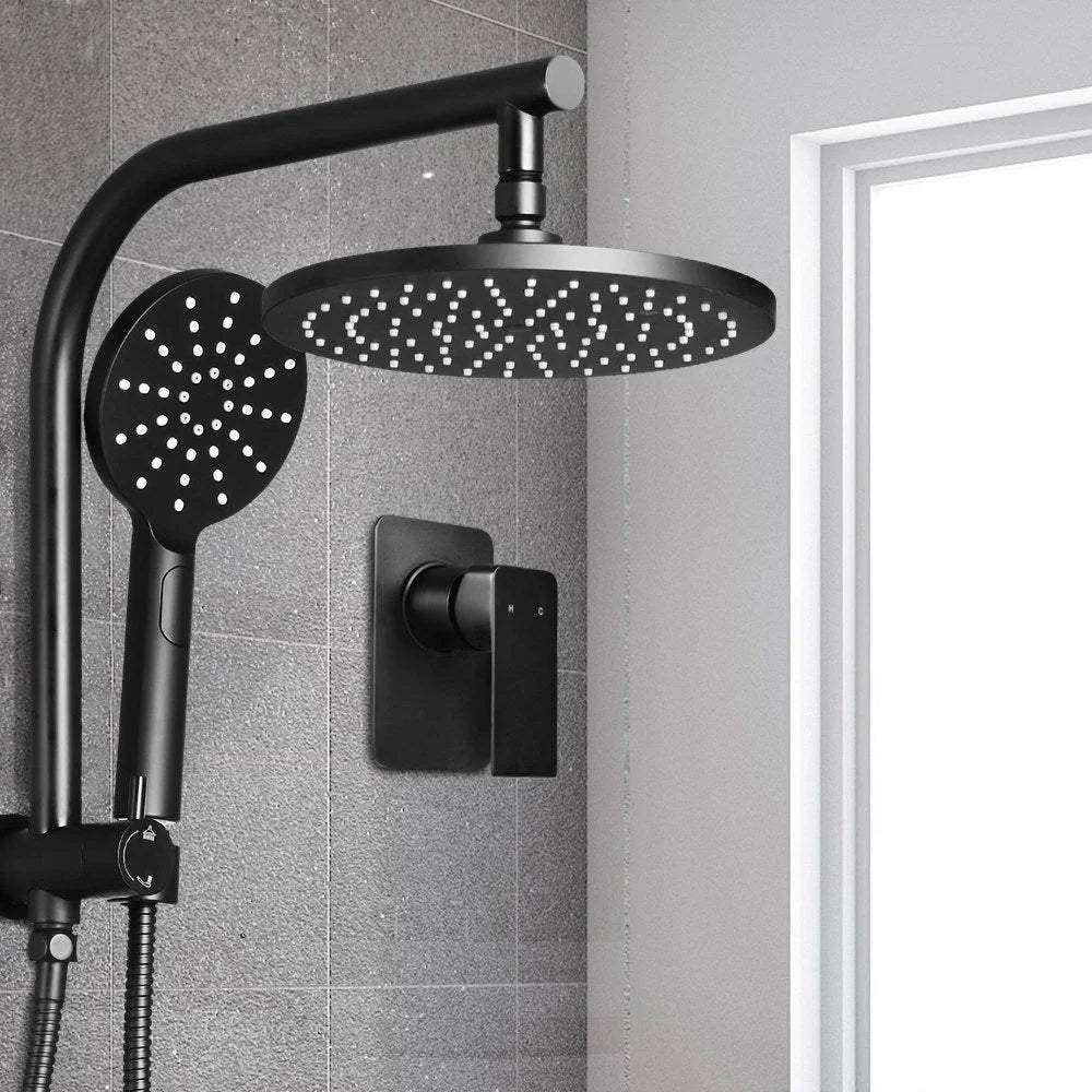 Rain Shower Head Mixer 9″ Round Handheld High‑Pressure Black