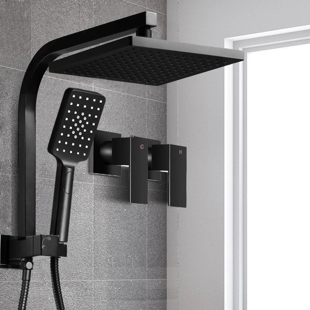 Rain Shower Head Taps 8″ Square Handheld High‑Pressure Black