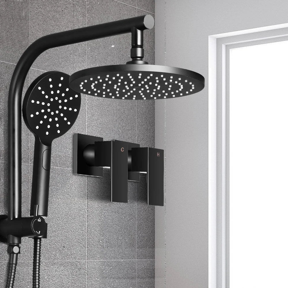Rain Shower Head Taps 9″ Round Handheld High‑Pressure Black