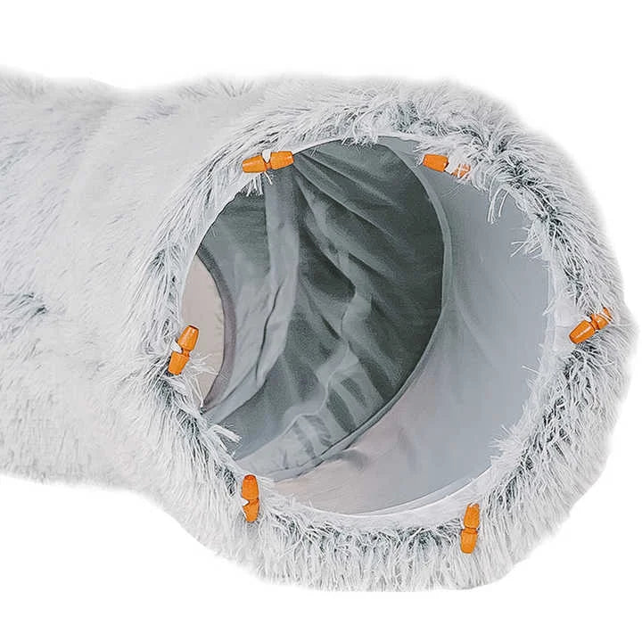 Rainbow Luxury Plush Cat Bed with Hidden Tunnel - Soft