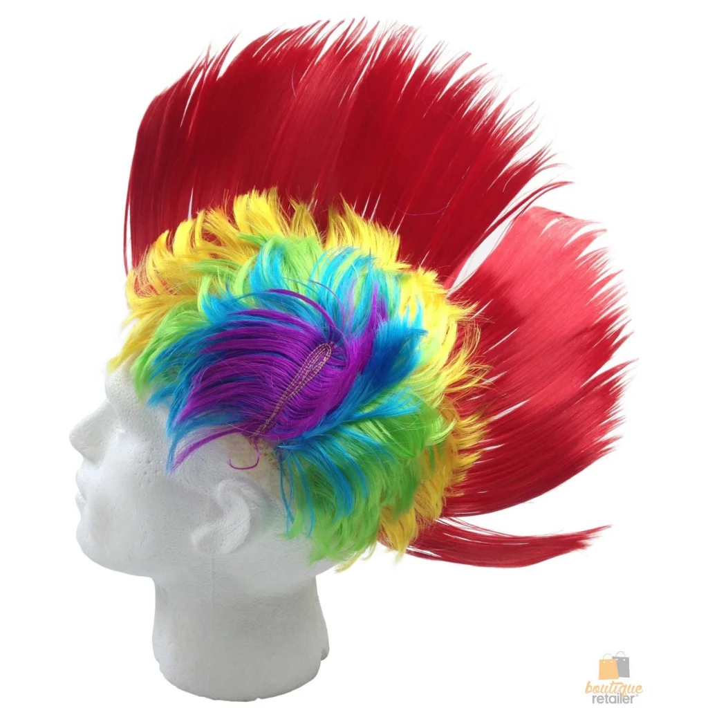 Rainbow MOHAWK WIG 70s 80s Rock Punk Hair Costume Mohican