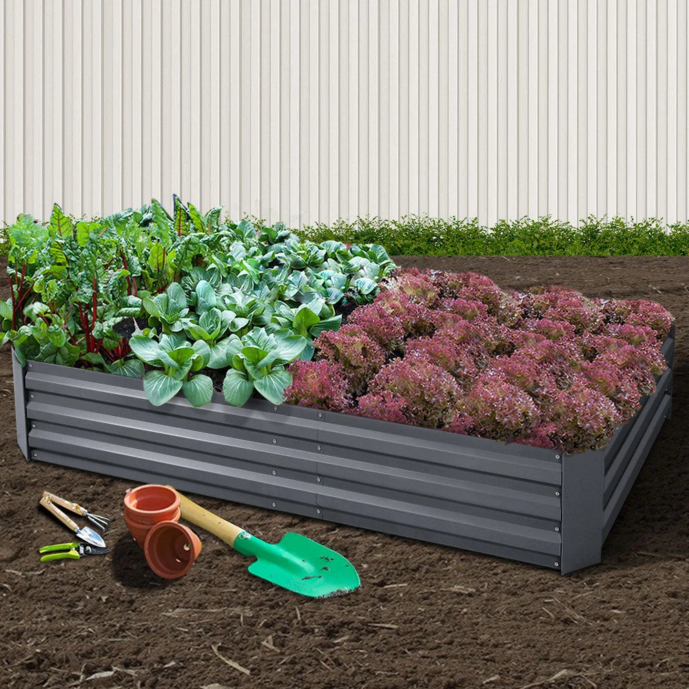 Raised Garden Bed 210×90×77cm Galvanised Steel Aluminium