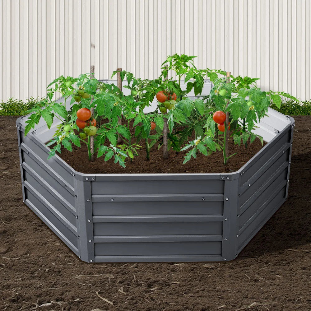 Raised Garden Bed (2pc) 130×130×46cm Galvanised Steel
