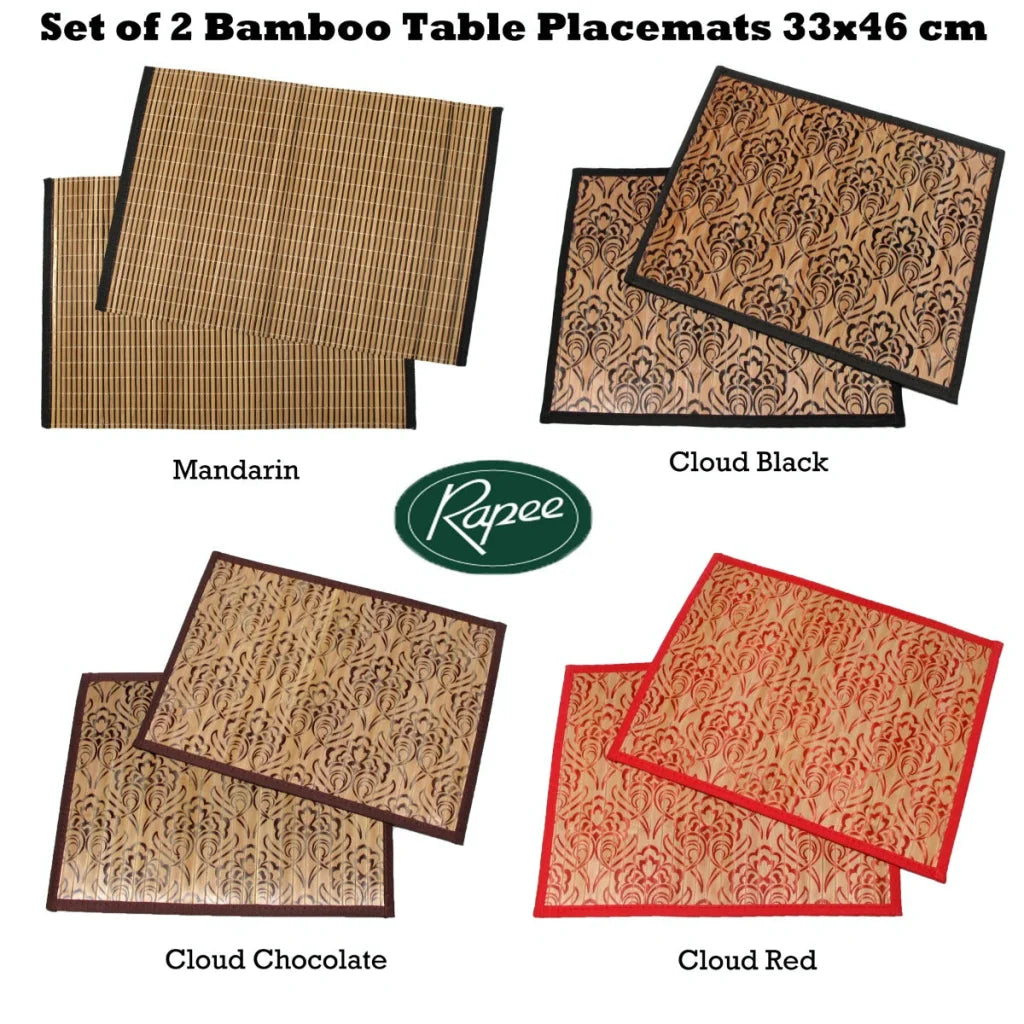 Rapee Set of 2 Bamboo Table Placemats 33 x 46 cm Cloud