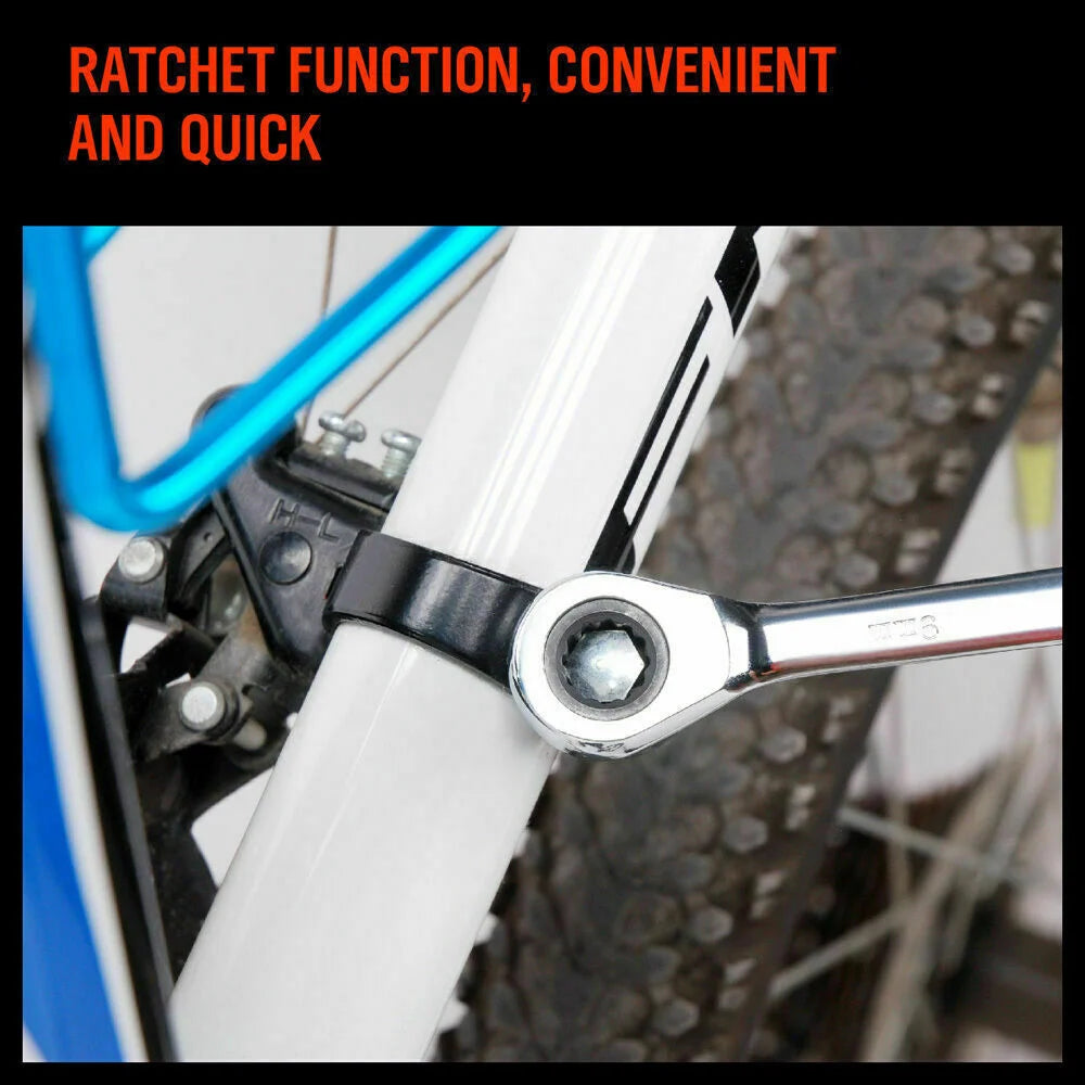 Ratchet Spanner Set Metric 17Pc Combination Wrenches Open