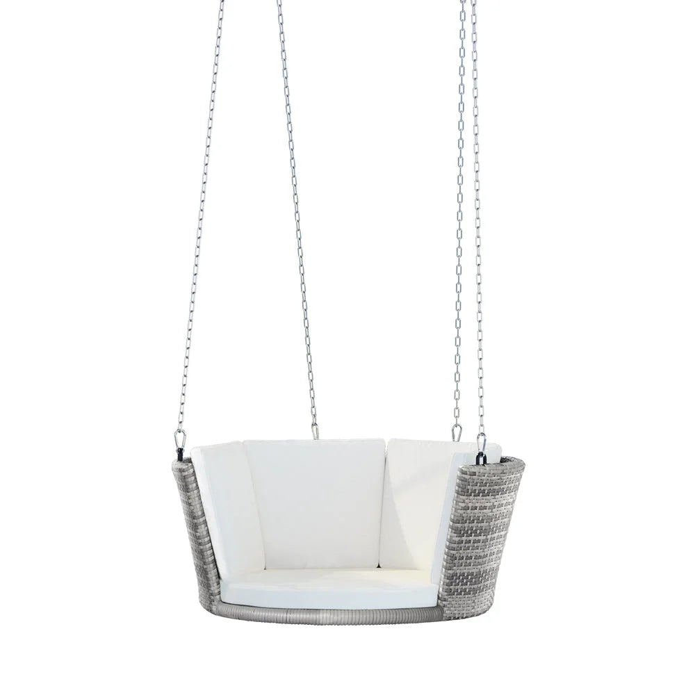 Rattan Porch Swing Chair with Chain and Cushion Outdoor