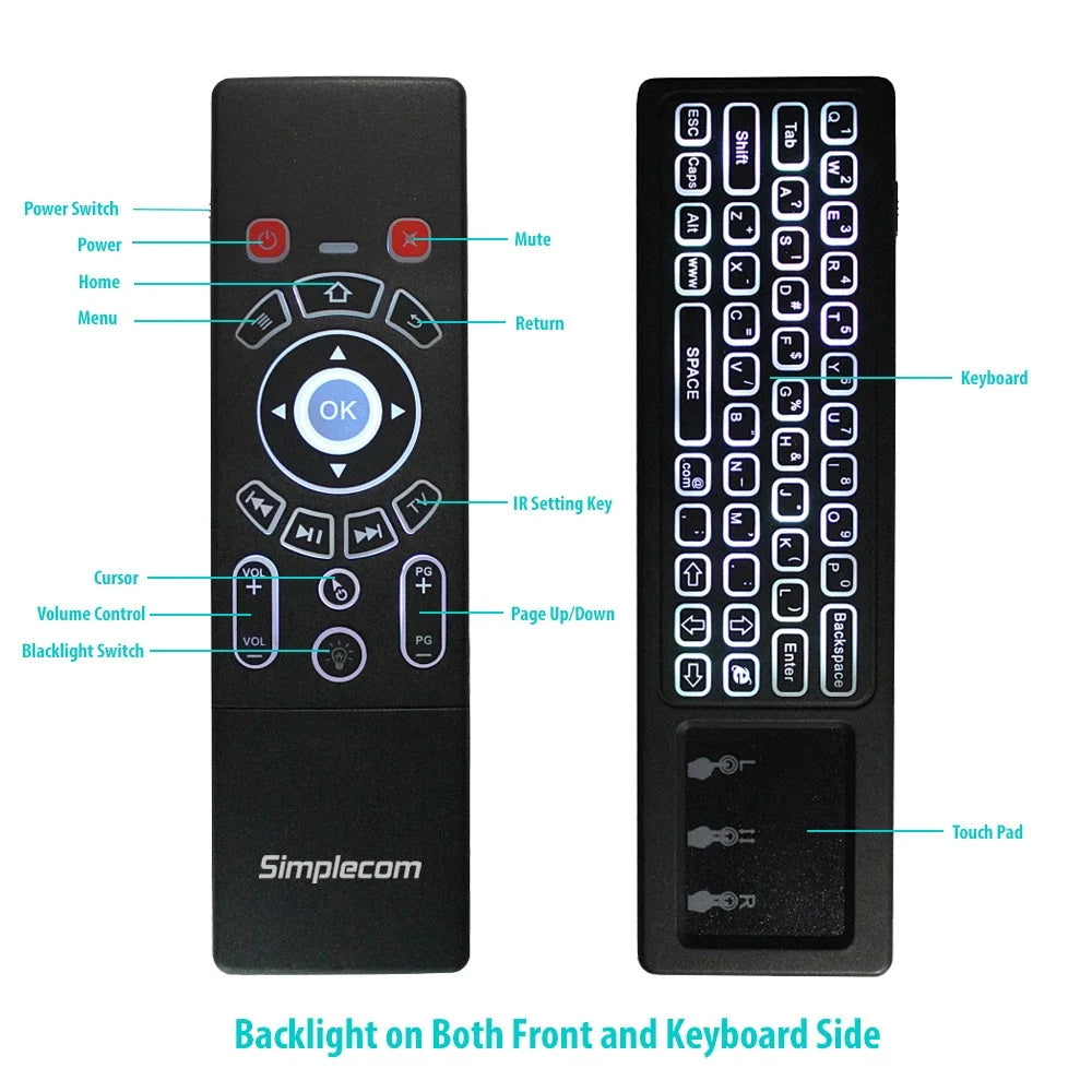 Rechargeable Wireless Remote Air Mouse Keyboard 2.4GHz