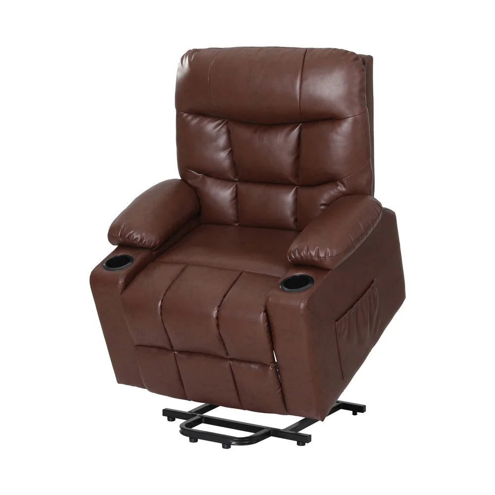 Recliner Chair Lift Assist Heated Massage Leather - Claude