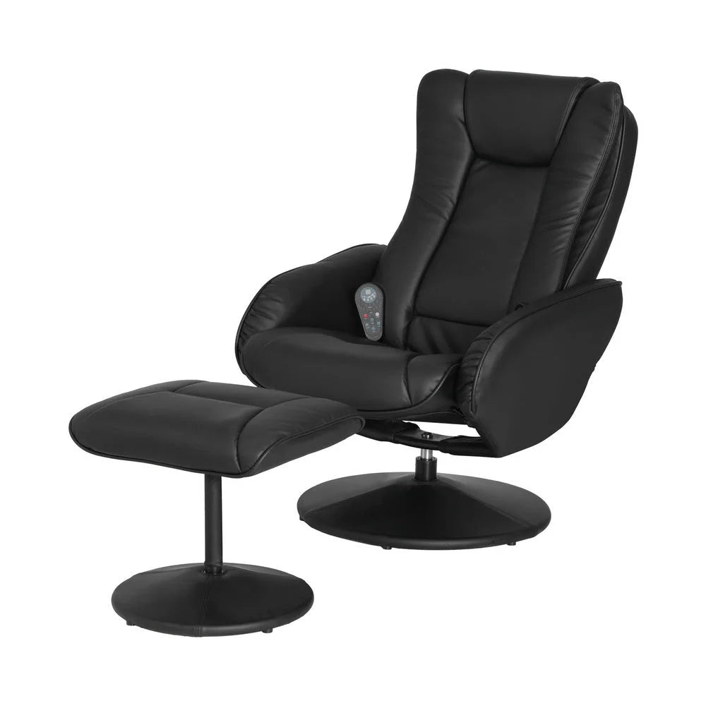 Recliner Chair with Ottoman Heated Massage - Black
