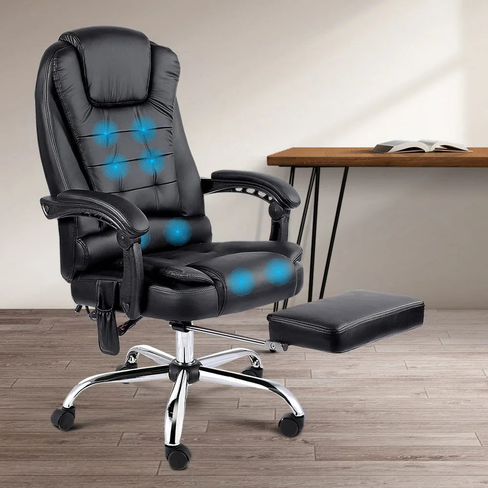 Reclining Massage Chair 8-Point Black - Office