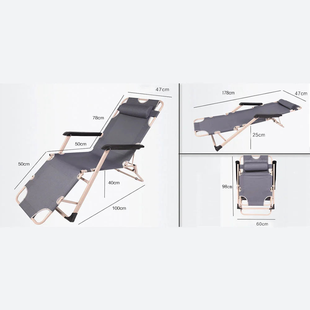 Reclining Sun Beach Deck Lounge Chair Outdoor Folding