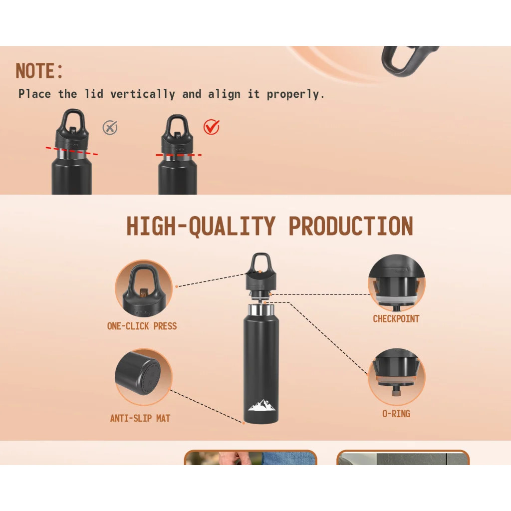 Red 680ml Insulated Stainless Steel Water Bottle