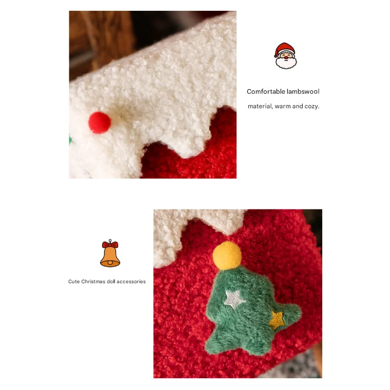 Red and White Luxe Plush Christmas Gift Box - Decorative