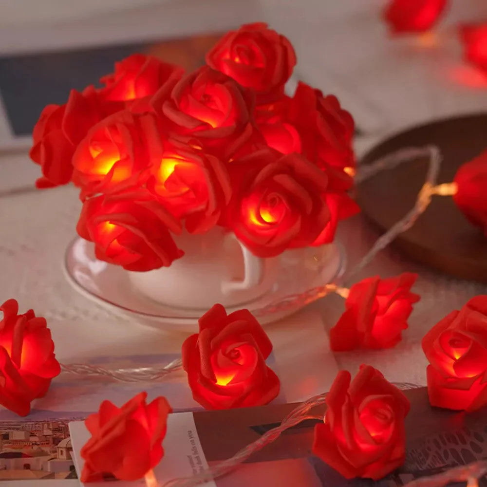 Red Rose Battery String Fairy Light - Party Night Wedding