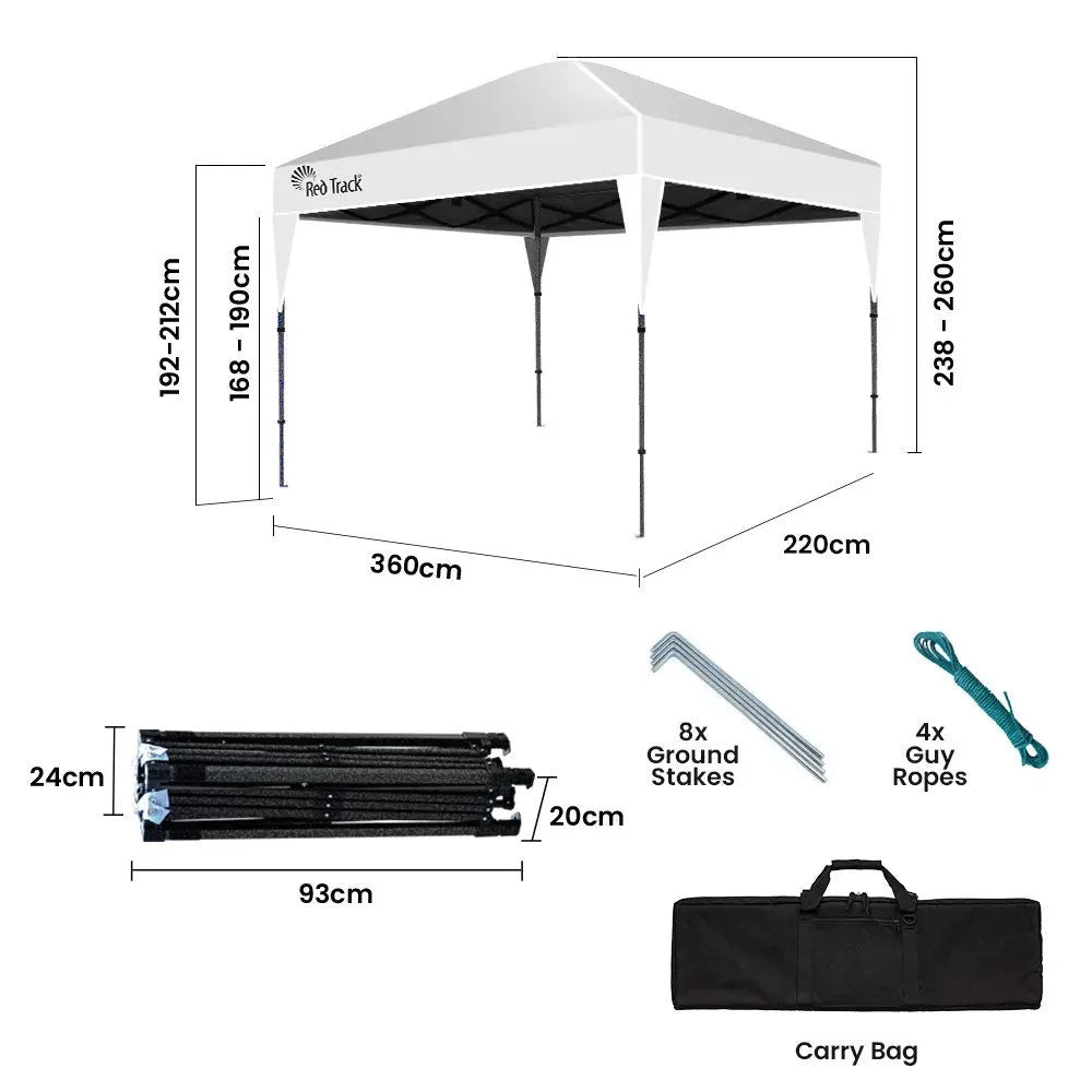 RED TRACK 3.6x2.2m Ultra Compact Folding Gazebo Carry bag