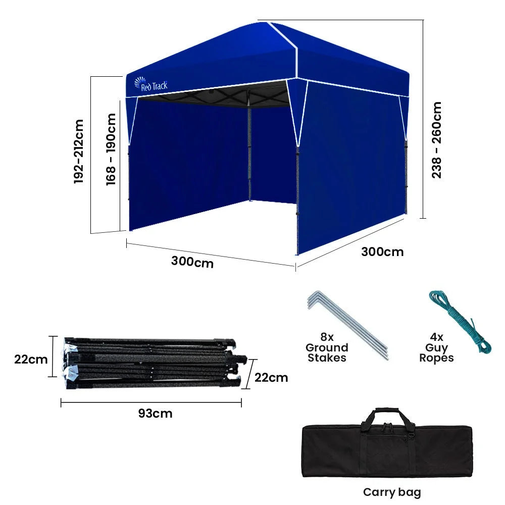 Red 3x3m gazebo with tabletop context and item shape