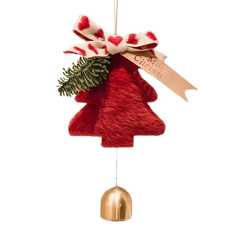 Red Velvet Christmas Tree Ornament with Ribbon and Bell