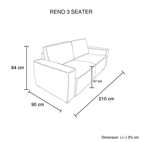 Reno Sofa 3 Seater Beige Colour Fabric Upholstery