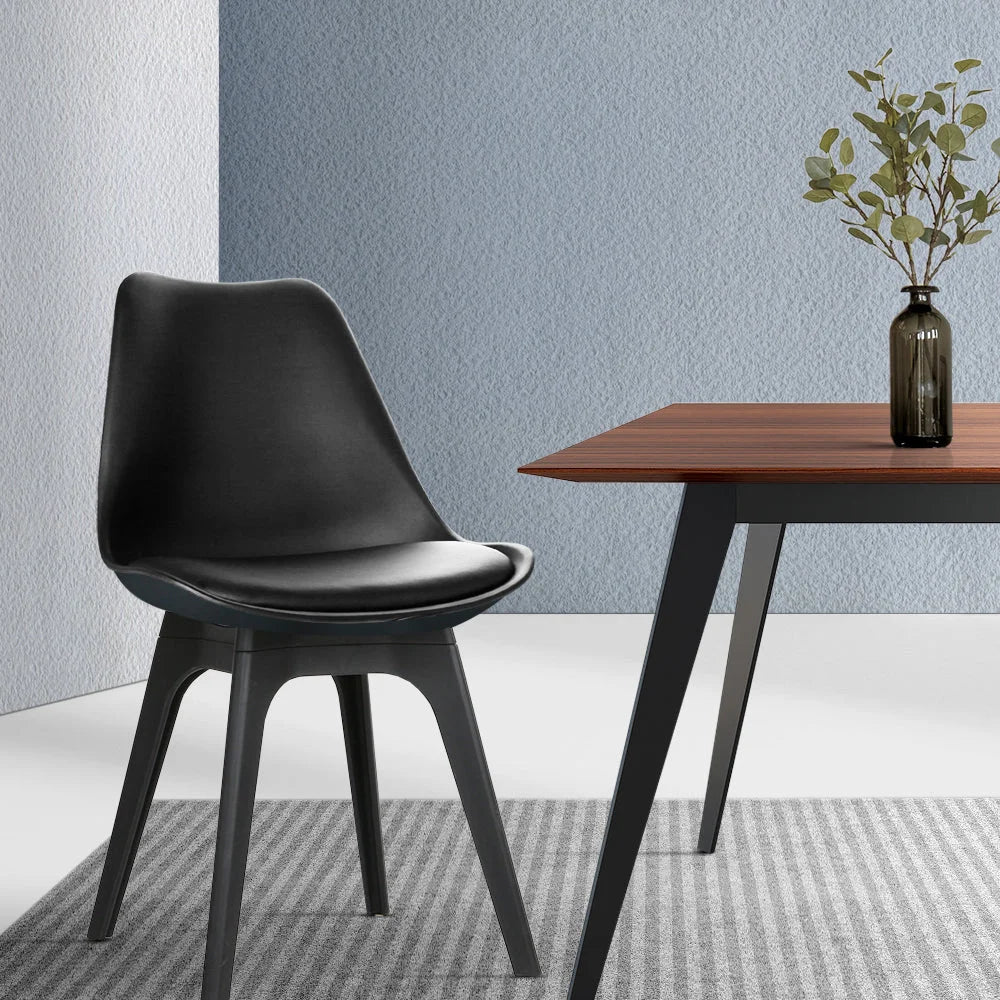 Retro Padded Dining Chairs (Set of 4) Black - Bar Stools &