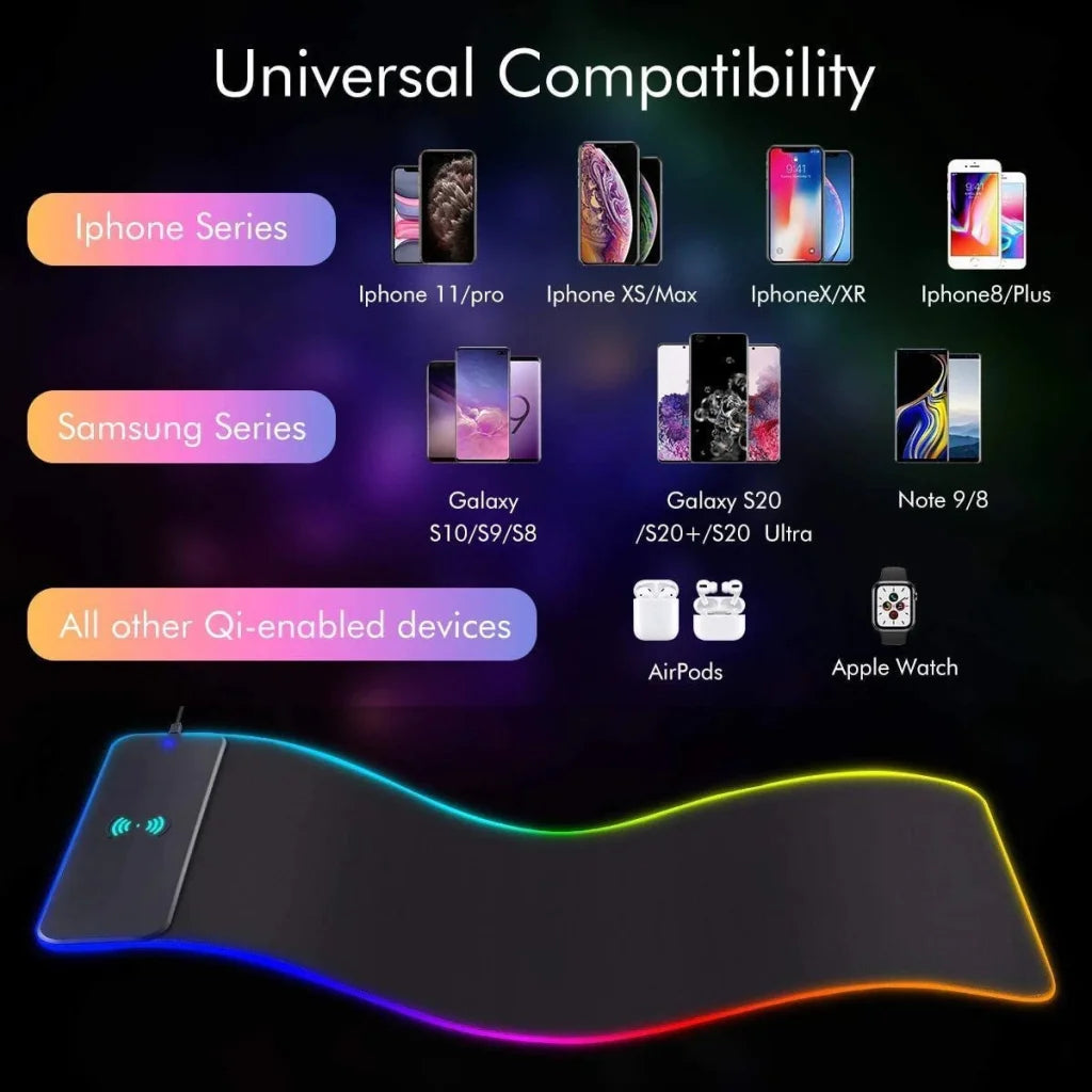 RGB Wireless 15W Oversized Charger Mouse Pad 800x300 MM