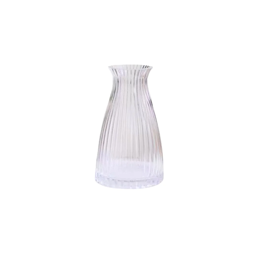 Ribbed Flower Glass Vase - 20cm - Home & Garden > Decor >