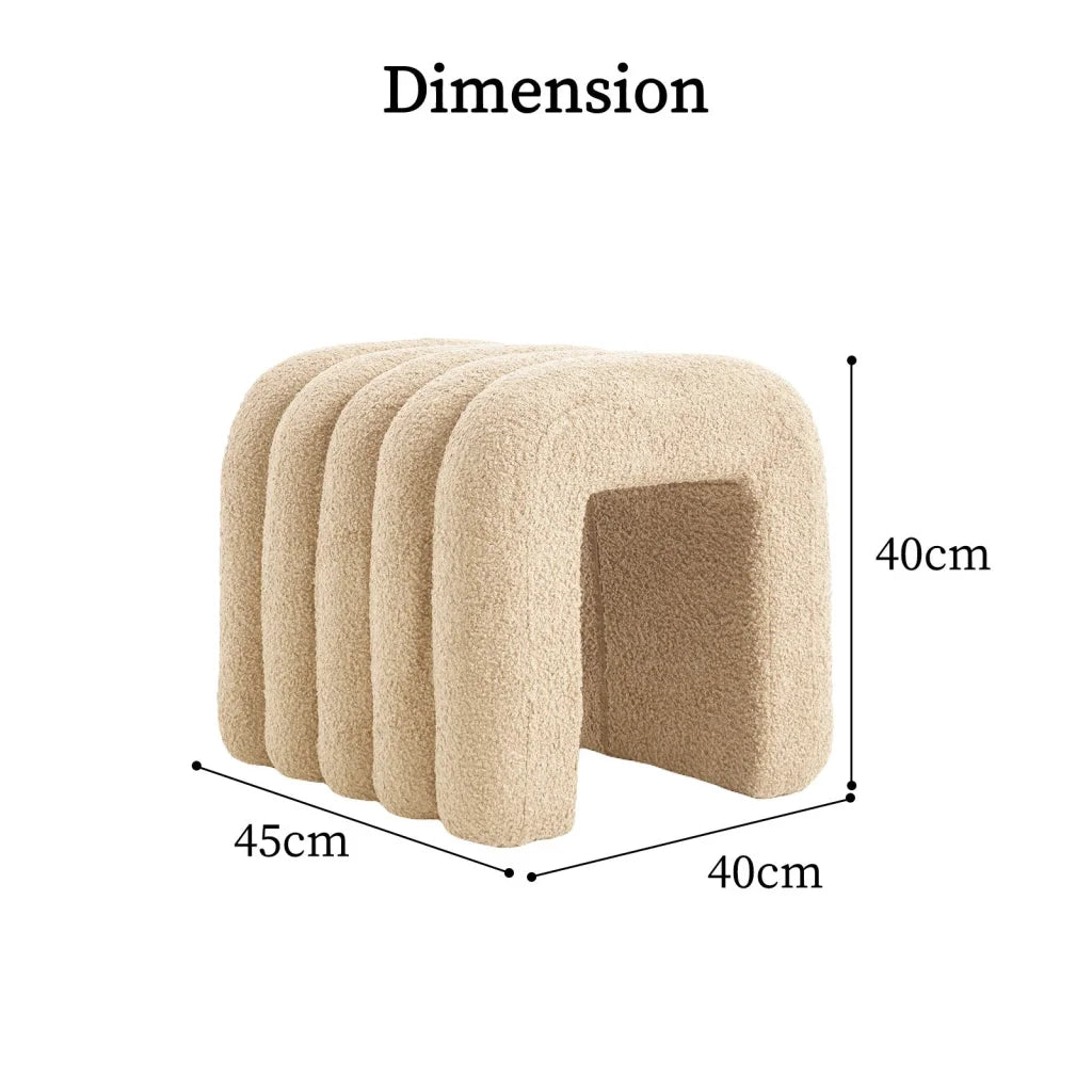 Ridge Arch Ottoman Stool Teddy Fleece Fabric Foot Rest 45cm