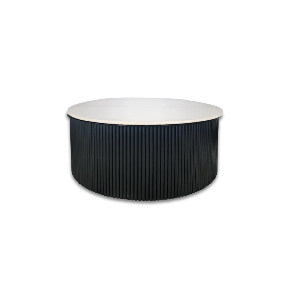 Ripple Black Coffee Table - White Marble - Furniture >